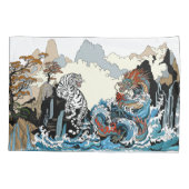 Housse D'oreillers Dragon et Tigre Blanc. Illustration par Insima (Dos)