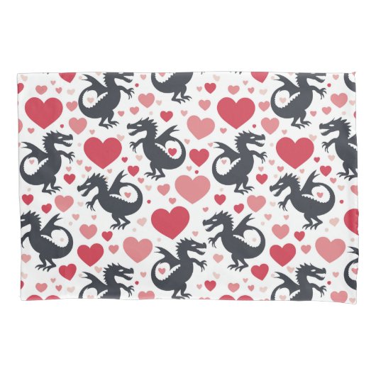 Housse D'oreillers Dragon noir en amour (devant)