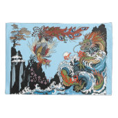 Housse D'oreillers Dragon vert et Feng Huang. Illustration (Dos)