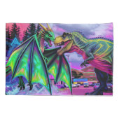 Housse D'oreillers Dragon Vert vs Dinosaure (Dos)