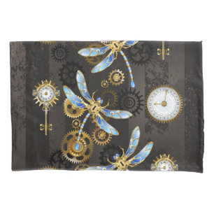 Housse D'oreillers Dragonflies de Steampunk sur arrière - plan rayé b