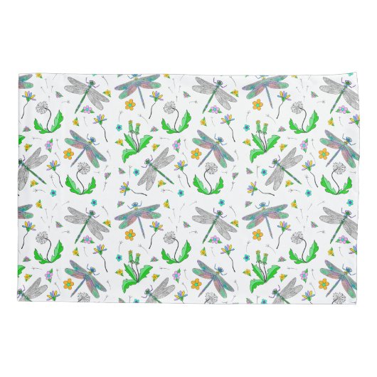 Housse D'oreillers Dragonflies et Dandelions personnalisés (Dos)