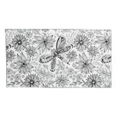 Housse D'oreillers Dragonfly et doodle de fleurs (Dos-Droit)