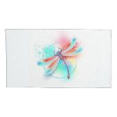 Housse D'oreillers Dragonfly rouge sur l'arrière - plan aquarelle (Dos-Droit)