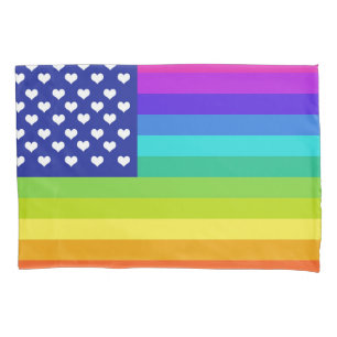 Housse D'oreillers Drapeau américain d'amour d'arc-en-ciel