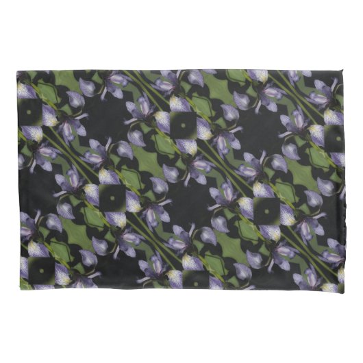 Housse D'oreillers Drapeau bleu Iris Fleur Motif Abstrait (devant)