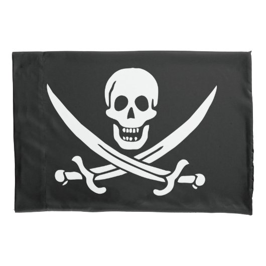 Housse D'oreillers Drapeau de pirate Crâne croisé épées (devant)