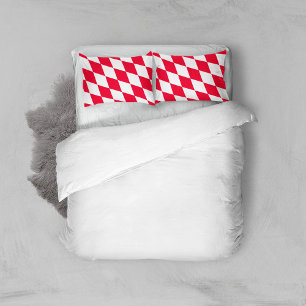 Housse D'oreillers Drapeau diamant Bavière rouge et blanc