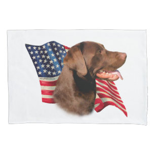 Housse D'oreillers Drapeau Labrador Retriever (chocolat)