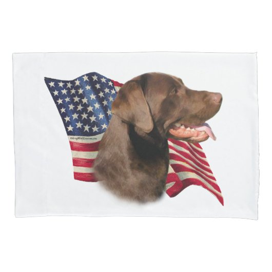 Housse D'oreillers Drapeau Labrador Retriever (chocolat) (devant)