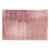 Housse D'oreillers Dripping in Rose Gold Glitter Pretty Pink Drips (Dos)