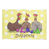 Housse D'oreillers Drôle dessin animé de poulets de tricot (Dos)