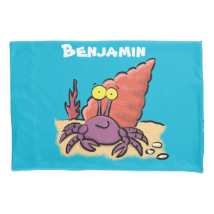 Housse D'oreillers Drôle mignon caricature pourpre crabe ermite