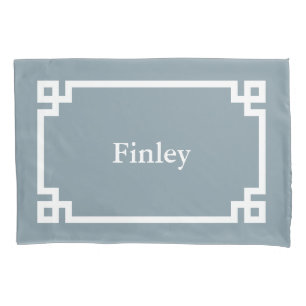 Housse D'oreillers Dusty Blue Grèce Key Monogramme Coussin Coque stan