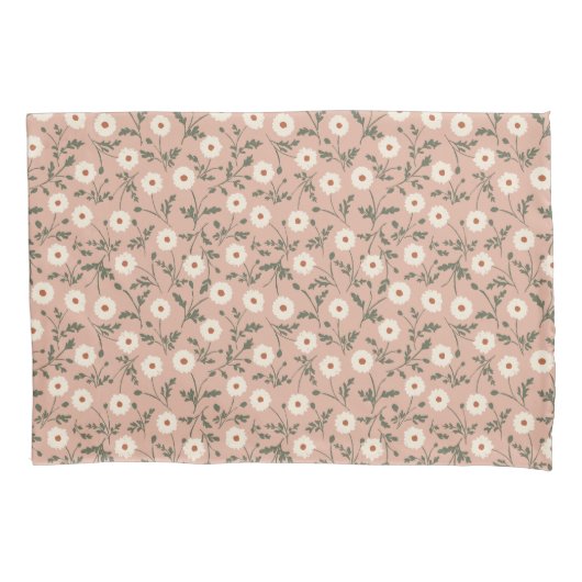 Housse D'oreillers Dusty Rose White Modern Farmhouse Daisy Pattern (devant)