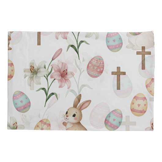 Housse D'oreillers Easter Whimsy – Seamless Bunny & Lily Pattern (Dos)