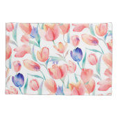 Housse D'oreillers Eau-couleur Tulipes Motif Pillowcase (Dos)
