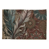 Housse D'oreillers Eclectique Boho Chic Plumes Mandala (Dos-gauche)