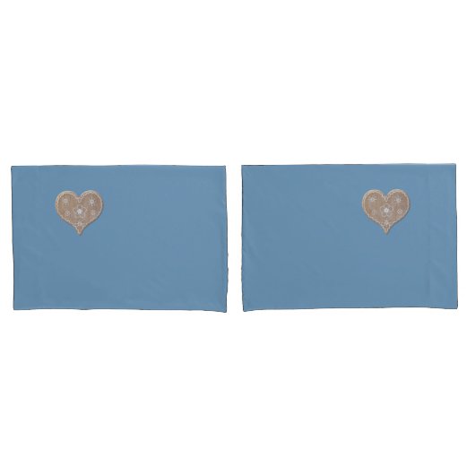 Housse D'oreillers Écran doux bleu standard avec Coeur (devant-Set)
