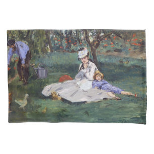 Housse D'oreillers Edouard Manet - La famille Monet dans leur jardin