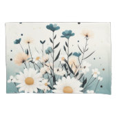 Housse D'oreillers Élégance bleue florale blanche (devant-gauche)
