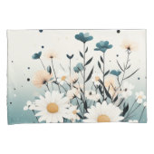 Housse D'oreillers Élégance bleue florale blanche (devant-Droit)
