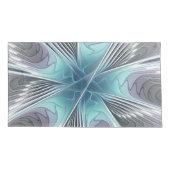 Housse D'oreillers Élégance Moderne Art Fractal Fleur Bleu Gris Blanc (Dos)