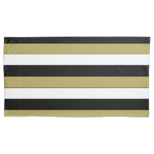 Housse D'oreillers Elégant Black White Gold Brown Stripes Motif