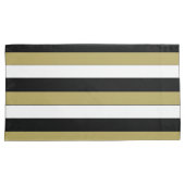 Housse D'oreillers Elégant Black White Gold Brown Stripes Motif (devant-Droit)