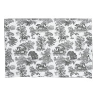 Elégant Black White Rustic Horses Toile