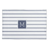 Housse D'oreillers Elégant bleu & blanc Grilles modernes Monogramme (Dos)