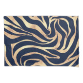 Housse D'oreillers Elégant bleu marine Gold Zebra Imprimer (devant-gauche)