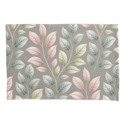 Housse D'oreillers Elegant Botanical Pink & Sage Leaf Pattern (devant)