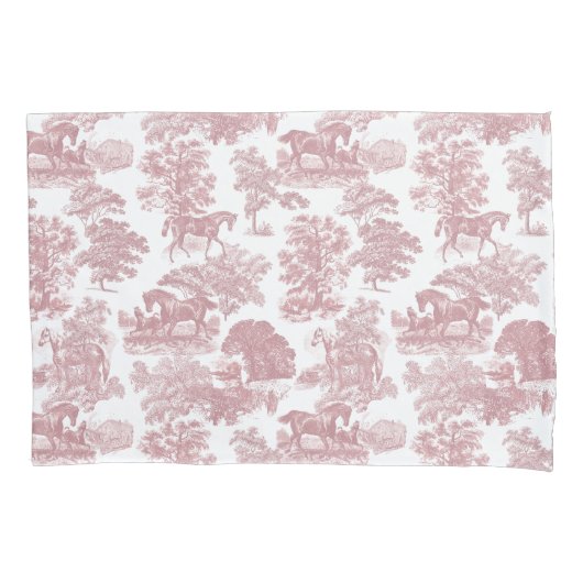 Housse D'oreillers Elégant Chic Rose Rustique Horses Toile (devant-gauche)