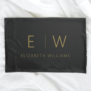 Housse D'oreillers Élégant classique minimaliste moderne Noir Or