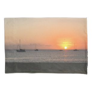 Housse D'oreillers Elégant coucher de soleil Bleu Océan Bateaux de me