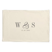 Housse D'oreillers Élégant couple mariage initial crème naturelle (Dos)