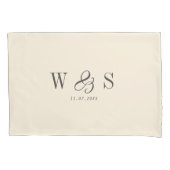Housse D'oreillers Élégant couple mariage initial crème naturelle (devant)