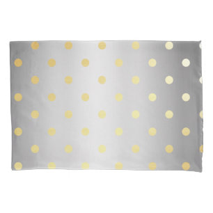 Housse D'oreillers élégant faux or pois argent