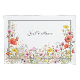 Housse D'oreillers Élégant Fleur sauvage Boho Custom Script Names