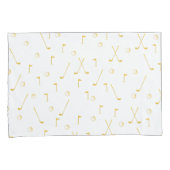Housse D'oreillers Elégant Gold Motif Golfer Blanc (devant-Droit)