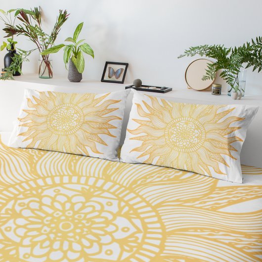 Housse D'oreillers Elégant Gold Sun Mandala Art
