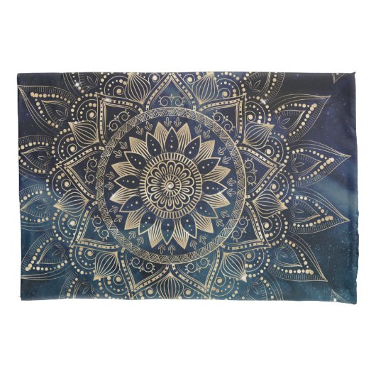 Housse D'oreillers Elégant Mandala Gold Blue Galaxy (devant)