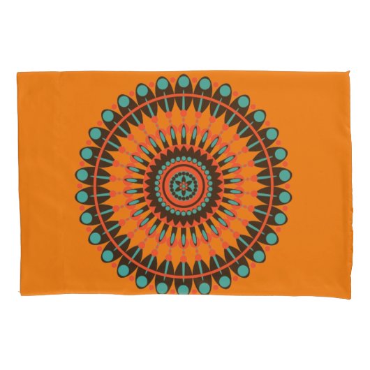 Housse D'oreillers Elégant Mandala Mid Century Moderne Orange (devant)