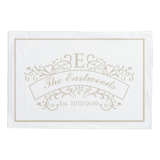 Housse D'oreillers Élégant Mariage Monogramme (Dos-gauche)