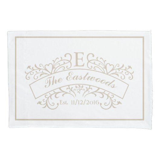 Housse D'oreillers Élégant Mariage Monogramme (devant-gauche)