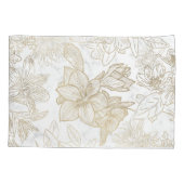 Housse D'oreillers Elégant moderne blanc gris or marbre floral (Dos-gauche)