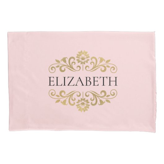 Housse D'oreillers Élégant Monogram Blush rose Coussin de chambre Coq (devant)
