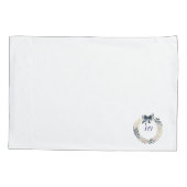 Housse D'oreillers Elégant Monogram Navy et Gold Wreath Bow (Dos)