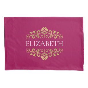 Housse D'oreillers Élégant Monogram Pink Gold Coussin Coque
